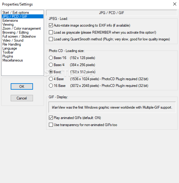 Windows UI capture 8: menus, tools, or dialogs inside IrfanView