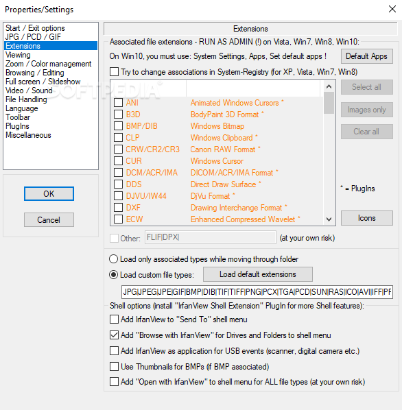 Windows UI capture 9: menus, tools, or dialogs inside IrfanView